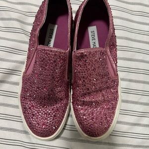Steve Madden Pink Glitter Sneakers Slip-On